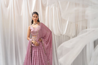 Georgette Sequin Embroidered Semi-Stitched Lehenga Choli with Dupatta Clothsvilla