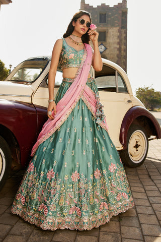 Georgette Sequins Embroidered Semi-Stitched Lehenga Choli with Dupatta Clothsvilla