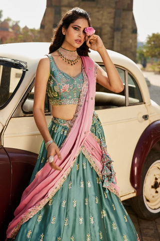 Georgette Sequins Embroidered Semi-Stitched Lehenga Choli with Dupatta Clothsvilla