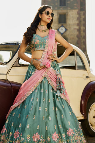 Georgette Sequins Embroidered Semi-Stitched Lehenga Choli with Dupatta Clothsvilla