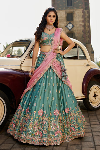 Georgette Sequins Embroidered Semi-Stitched Lehenga Choli with Dupatta Clothsvilla