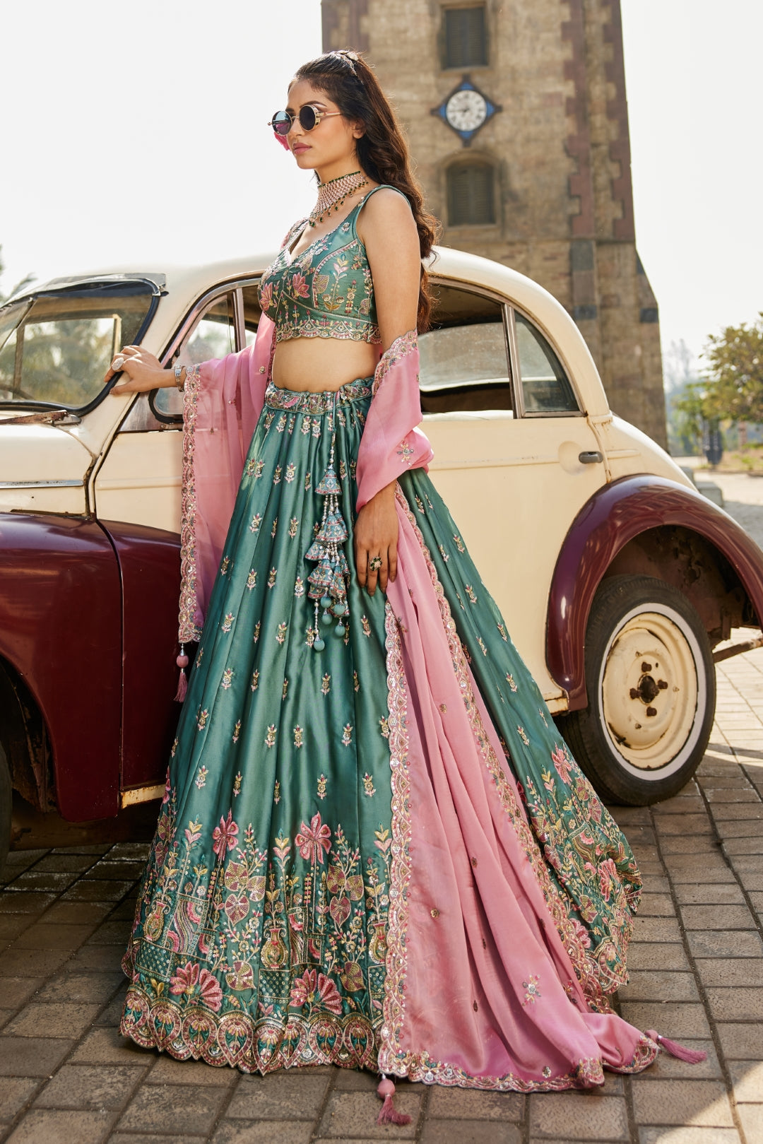 Georgette Sequins Embroidered Semi-Stitched Lehenga Choli with Dupatta Clothsvilla
