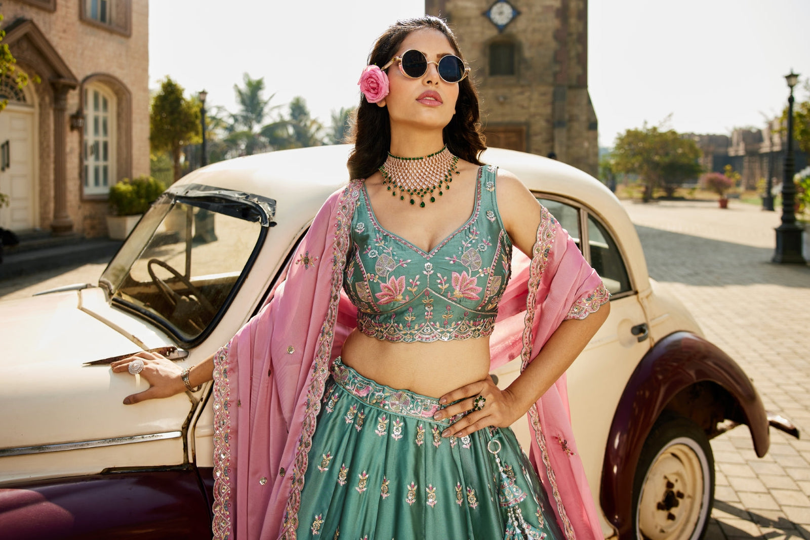 Georgette Sequins Embroidered Semi-Stitched Lehenga Choli with Dupatta Clothsvilla