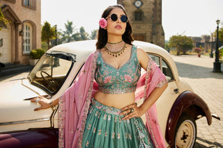 Georgette Sequins Embroidered Semi-Stitched Lehenga Choli with Dupatta Clothsvilla