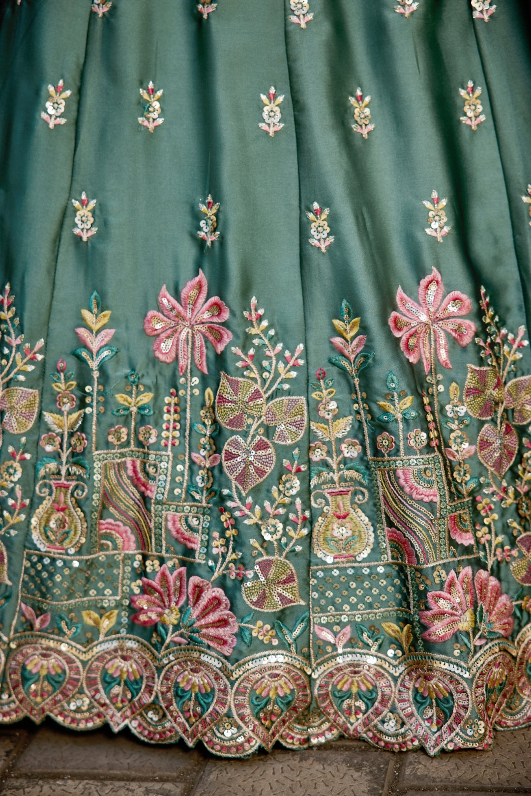 Georgette Sequins Embroidered Semi-Stitched Lehenga Choli with Dupatta Clothsvilla