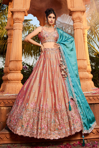 Georgette Sequins Embroidered Semi-Stitched Lehenga Choli with Dupatta Clothsvilla