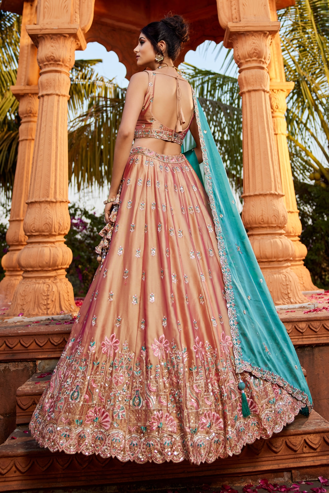 Georgette Sequins Embroidered Semi-Stitched Lehenga Choli with Dupatta Clothsvilla