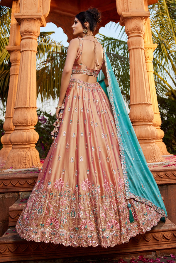Georgette Sequins Embroidered Semi-Stitched Lehenga Choli with Dupatta Clothsvilla