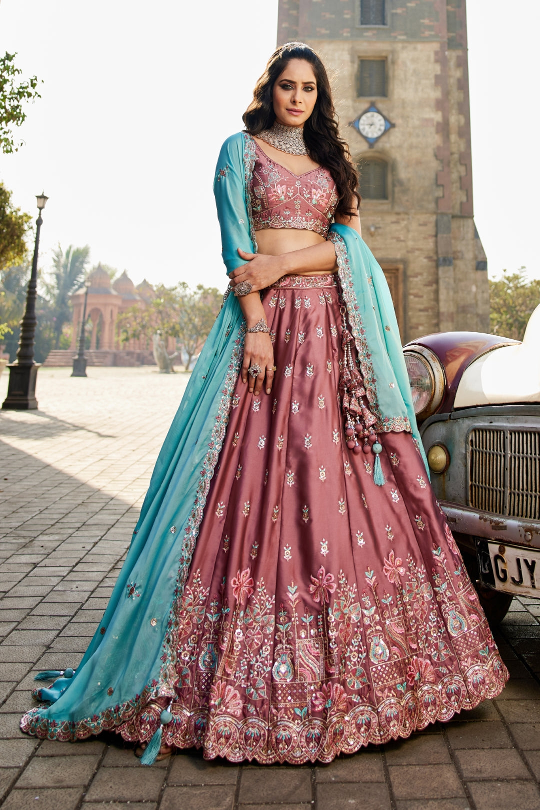 Georgette Sequins Embroidered Semi-Stitched Lehenga Choli with Dupatta Clothsvilla