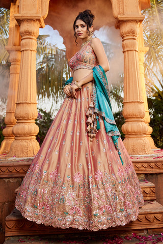 Georgette Sequins Embroidered Semi-Stitched Lehenga Choli with Dupatta Clothsvilla