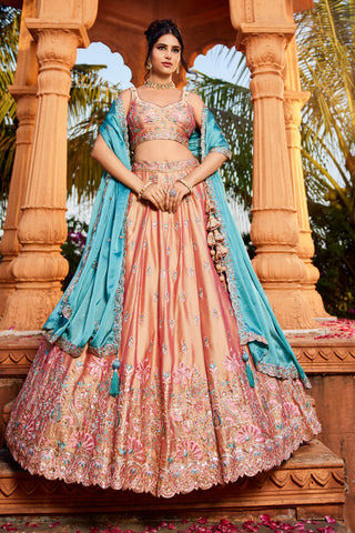 Georgette Sequins Embroidered Semi-Stitched Lehenga Choli with Dupatta Clothsvilla