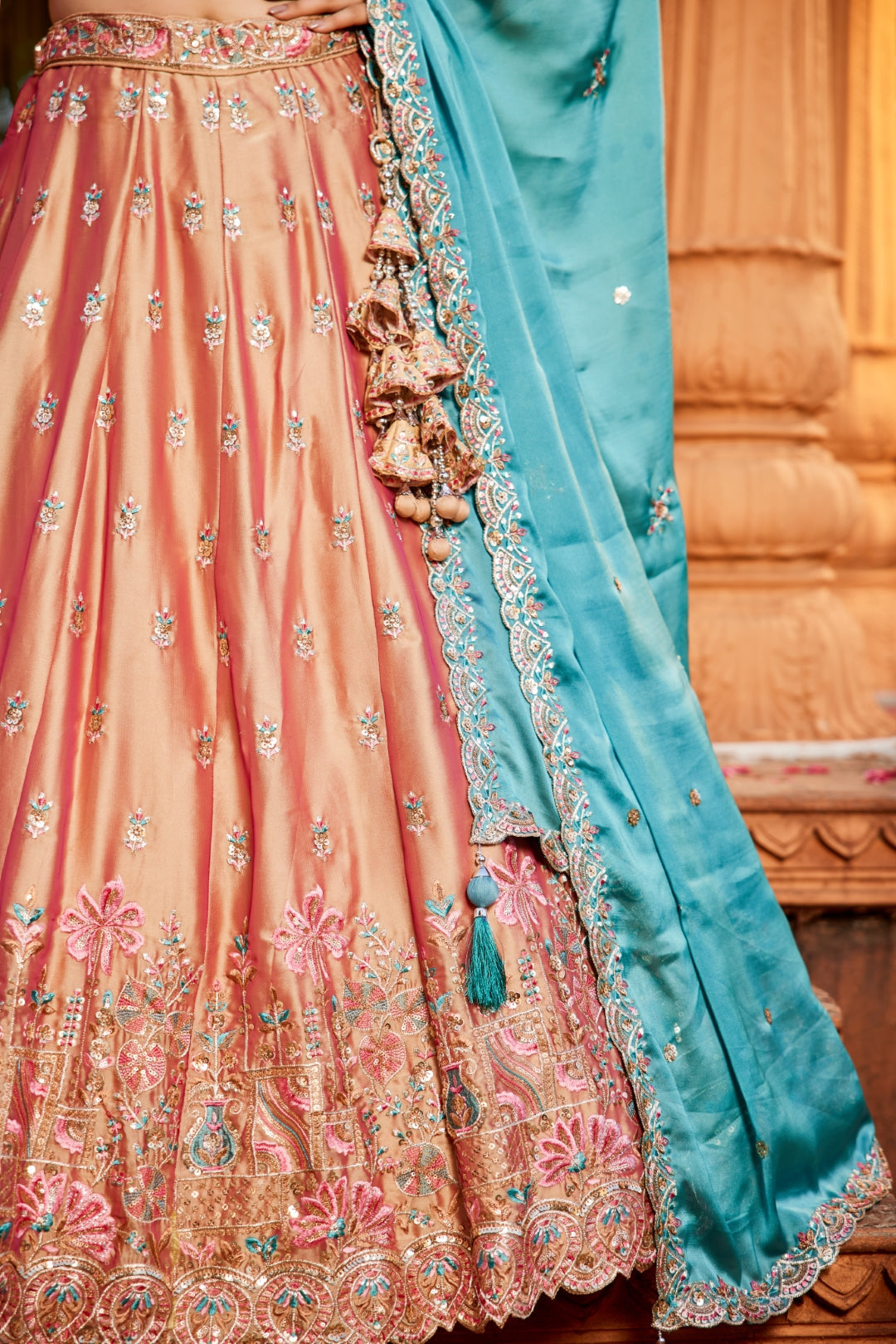 Georgette Sequins Embroidered Semi-Stitched Lehenga Choli with Dupatta Clothsvilla