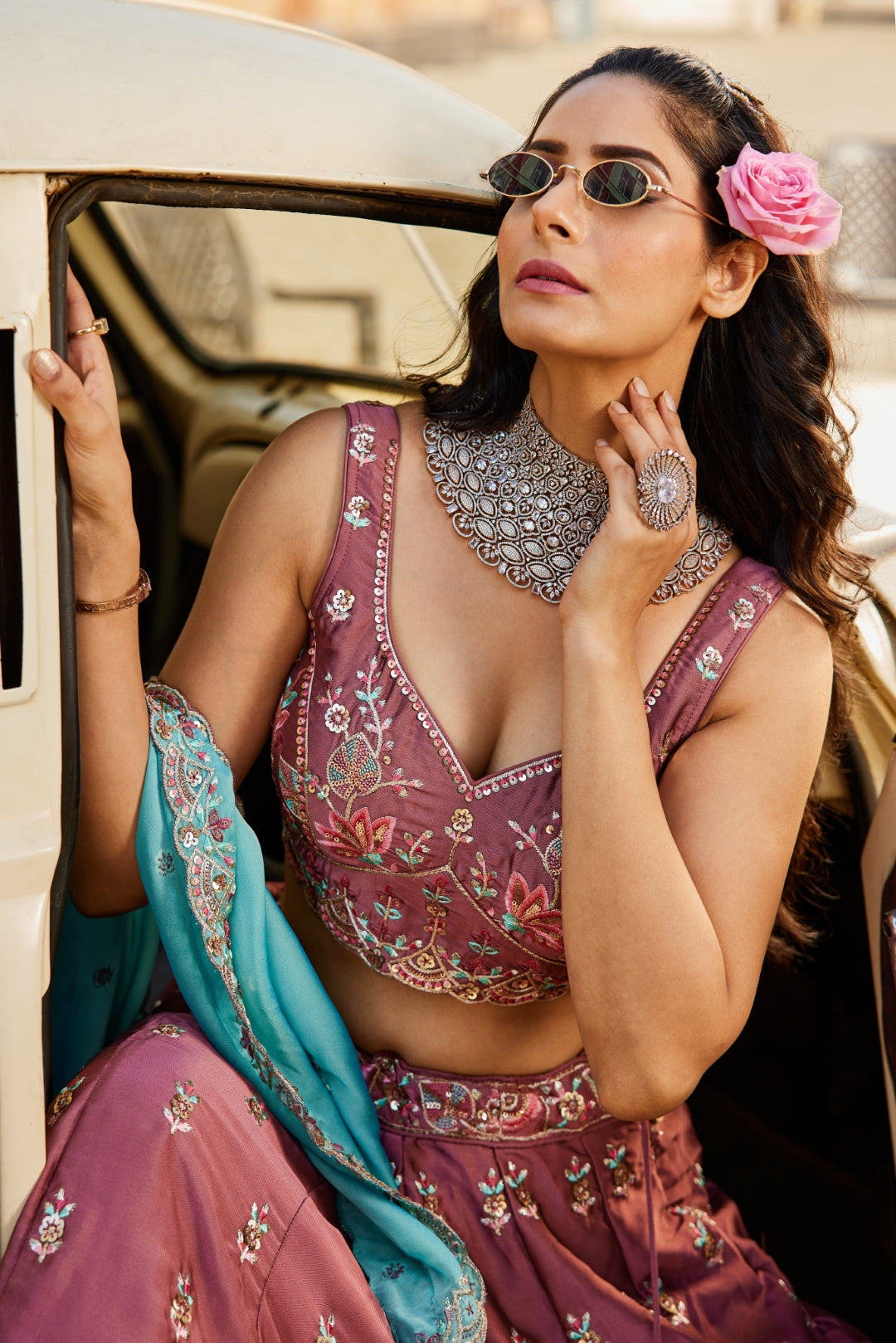 Georgette Sequins Embroidered Semi-Stitched Lehenga Choli with Dupatta Clothsvilla