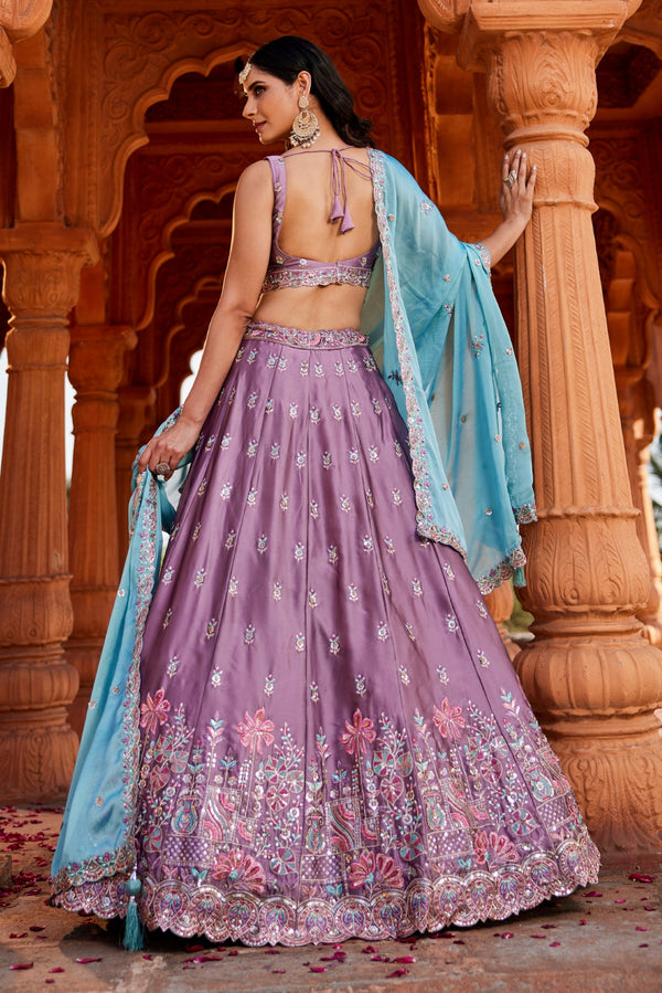 Georgette Sequins Embroidered Semi-Stitched Lehenga Choli with Dupatta Clothsvilla