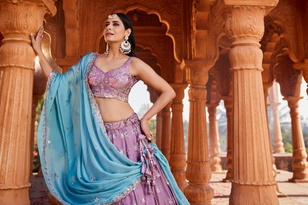 Georgette Sequins Embroidered Semi-Stitched Lehenga Choli with Dupatta Clothsvilla