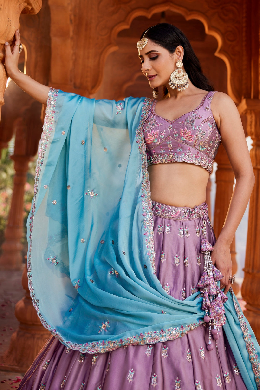 Georgette Sequins Embroidered Semi-Stitched Lehenga Choli with Dupatta Clothsvilla
