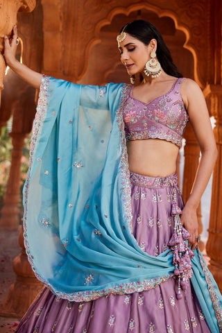 Georgette Sequins Embroidered Semi-Stitched Lehenga Choli with Dupatta Clothsvilla