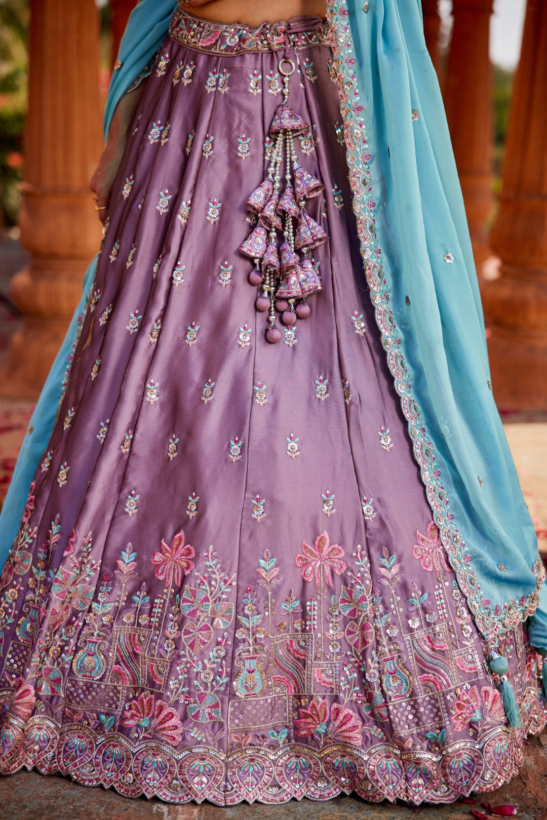 Georgette Sequins Embroidered Semi-Stitched Lehenga Choli with Dupatta Clothsvilla