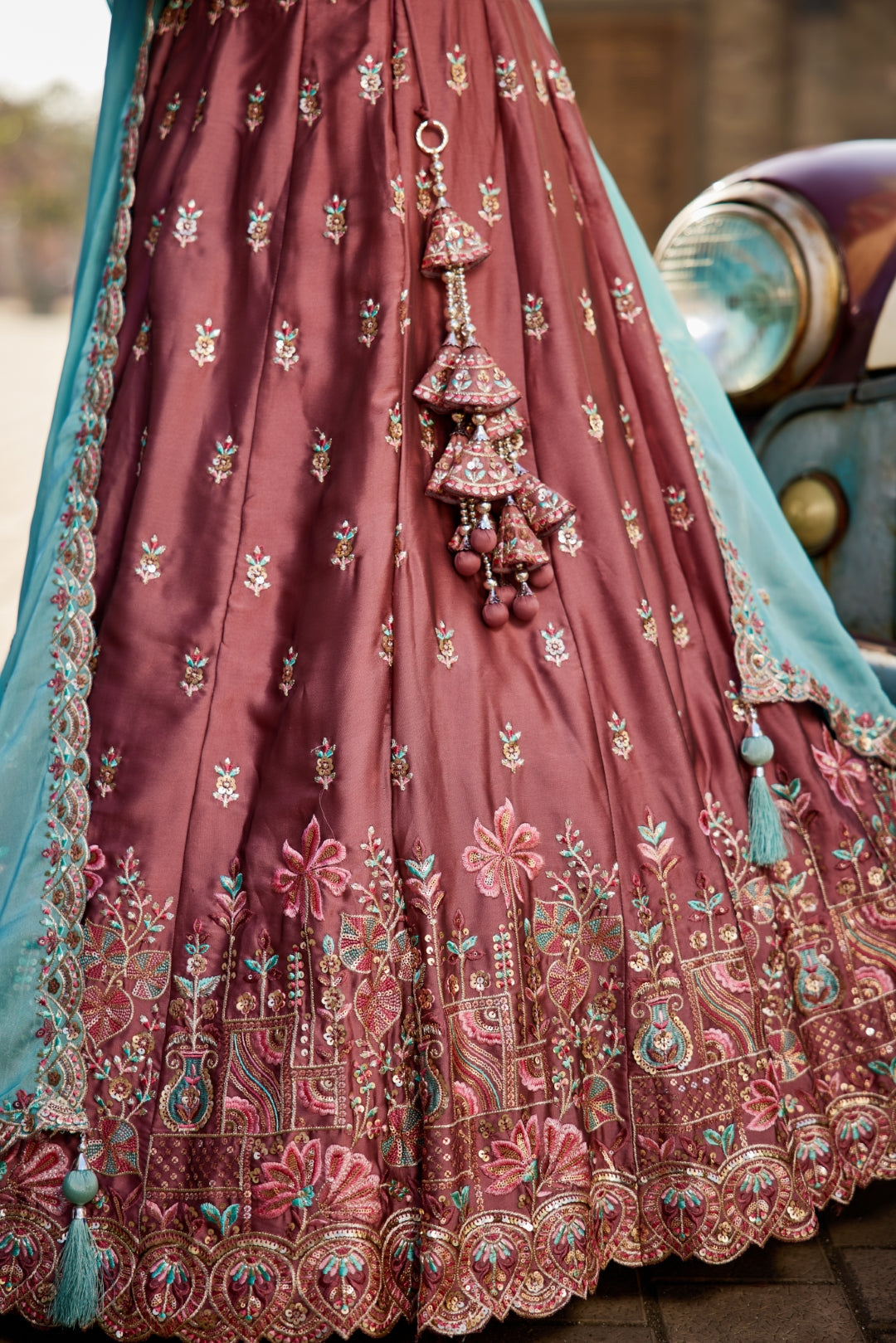 Georgette Sequins Embroidered Semi-Stitched Lehenga Choli with Dupatta Clothsvilla