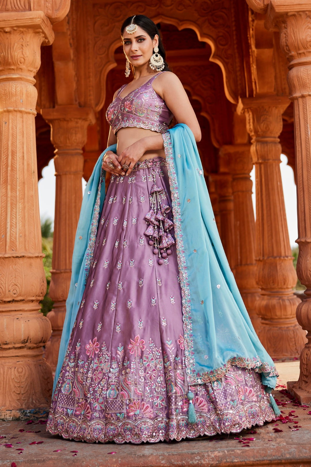 Georgette Sequins Embroidered Semi-Stitched Lehenga Choli with Dupatta Clothsvilla