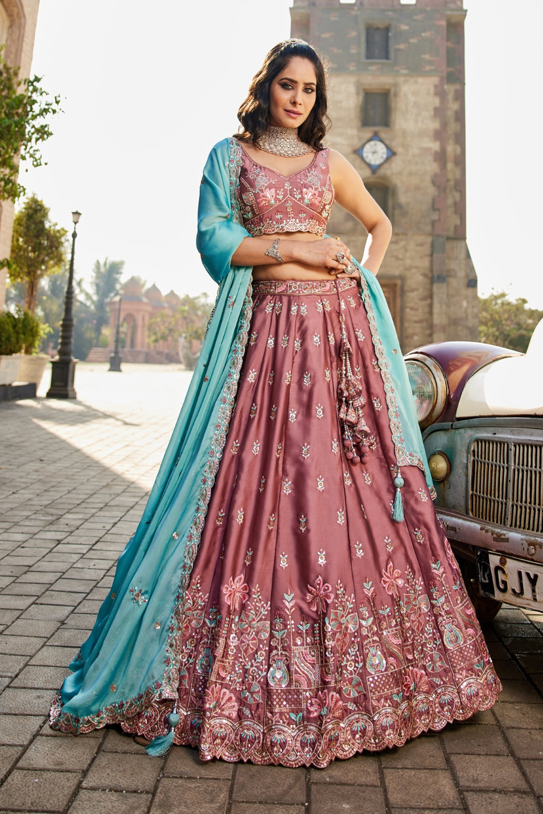 Georgette Sequins Embroidered Semi-Stitched Lehenga Choli with Dupatta Clothsvilla