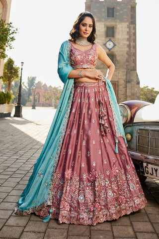 Georgette Sequins Embroidered Semi-Stitched Lehenga Choli with Dupatta Clothsvilla