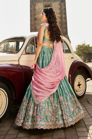 Georgette Sequins Embroidered Semi-Stitched Lehenga Choli with Dupatta Clothsvilla