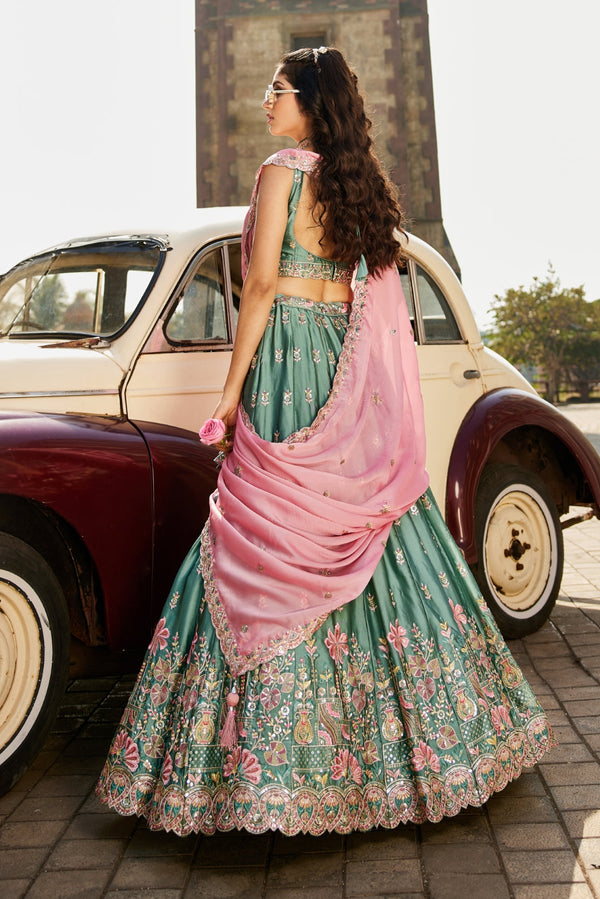 Georgette Sequins Embroidered Semi-Stitched Lehenga Choli with Dupatta Clothsvilla