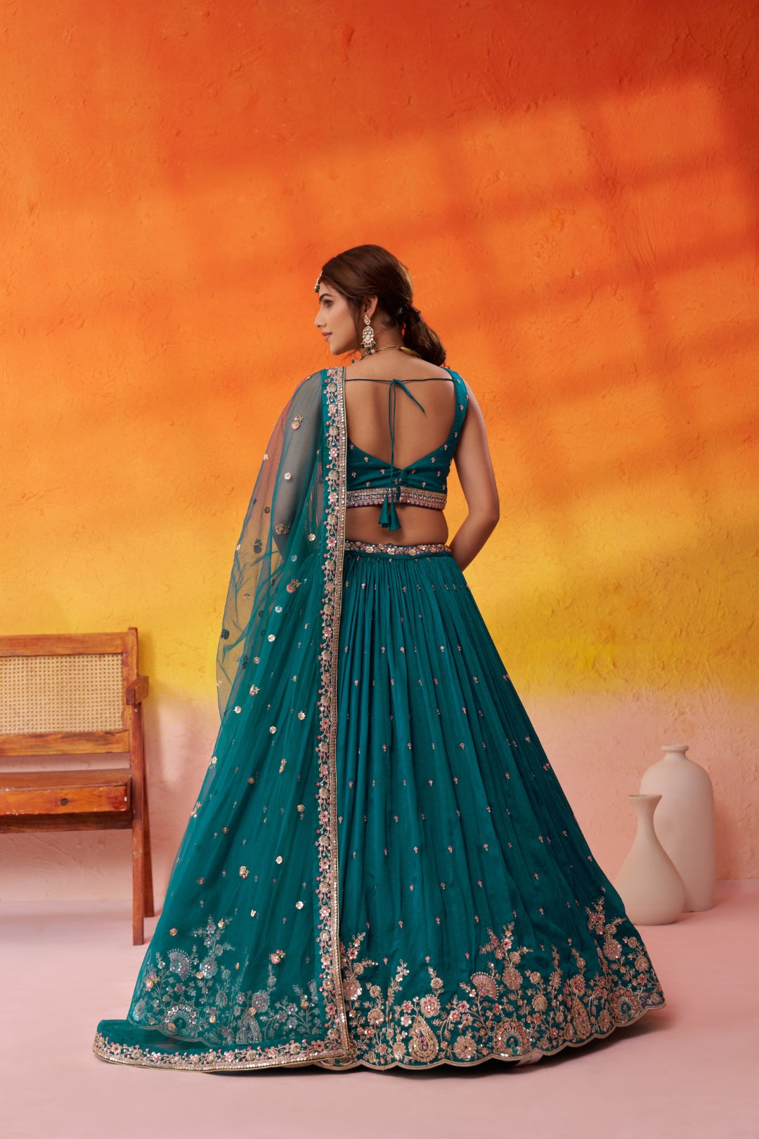 Georgette Sequins Thread & Embroidered Semi-Stitched Lehenga & Unstitched Blouse With Dupatta Clothsvilla