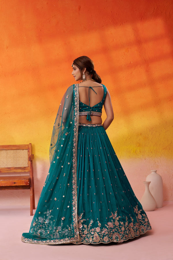 Georgette Sequins Thread & Embroidered Semi-Stitched Lehenga & Unstitched Blouse With Dupatta Clothsvilla