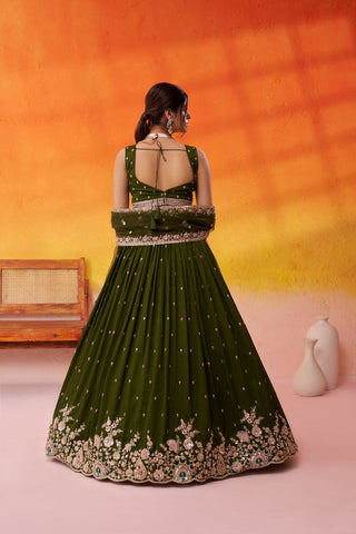 Georgette Sequins Thread & Embroidered Semi-Stitched Lehenga & Unstitched Blouse With Dupatta Clothsvilla