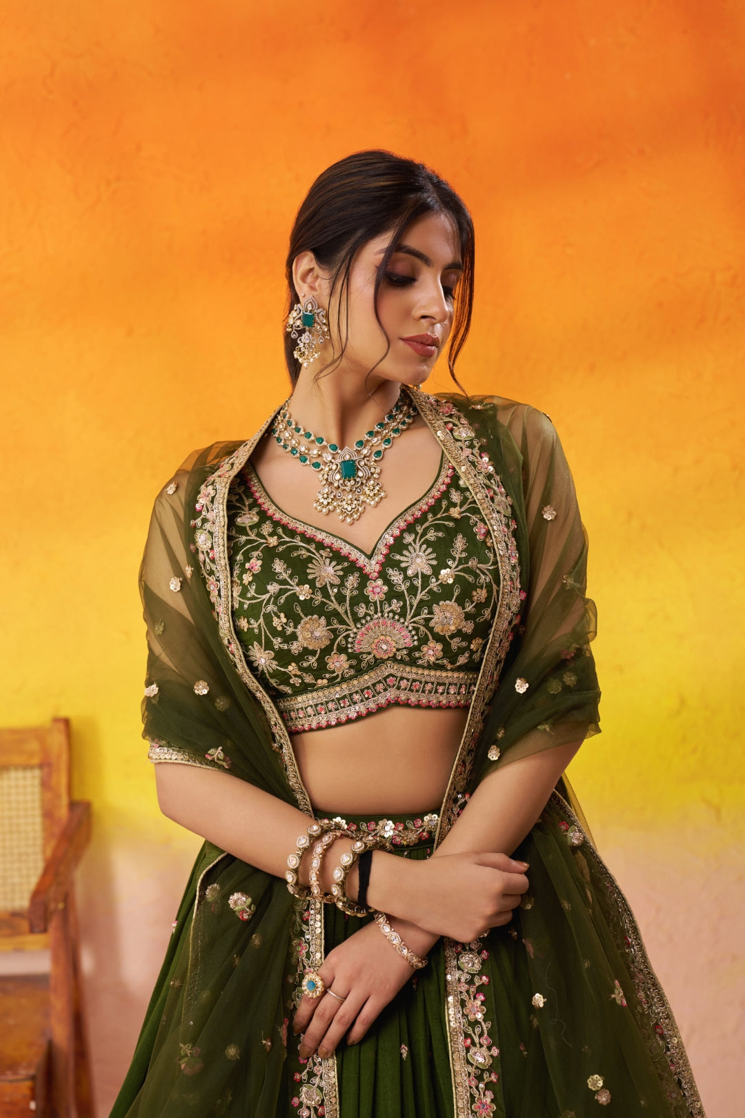 Georgette Sequins Thread & Embroidered Semi-Stitched Lehenga & Unstitched Blouse With Dupatta Clothsvilla