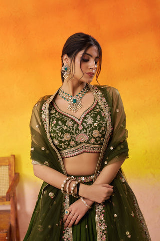 Georgette Sequins Thread & Embroidered Semi-Stitched Lehenga & Unstitched Blouse With Dupatta Clothsvilla