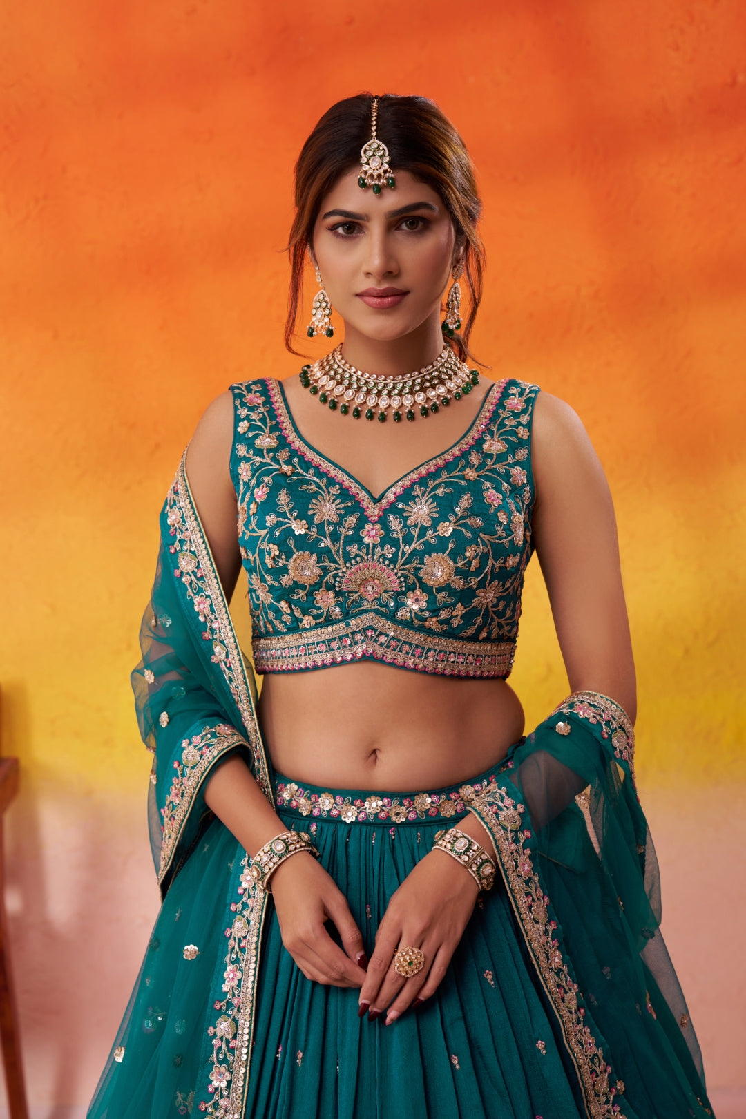 Georgette Sequins Thread & Embroidered Semi-Stitched Lehenga & Unstitched Blouse With Dupatta Clothsvilla
