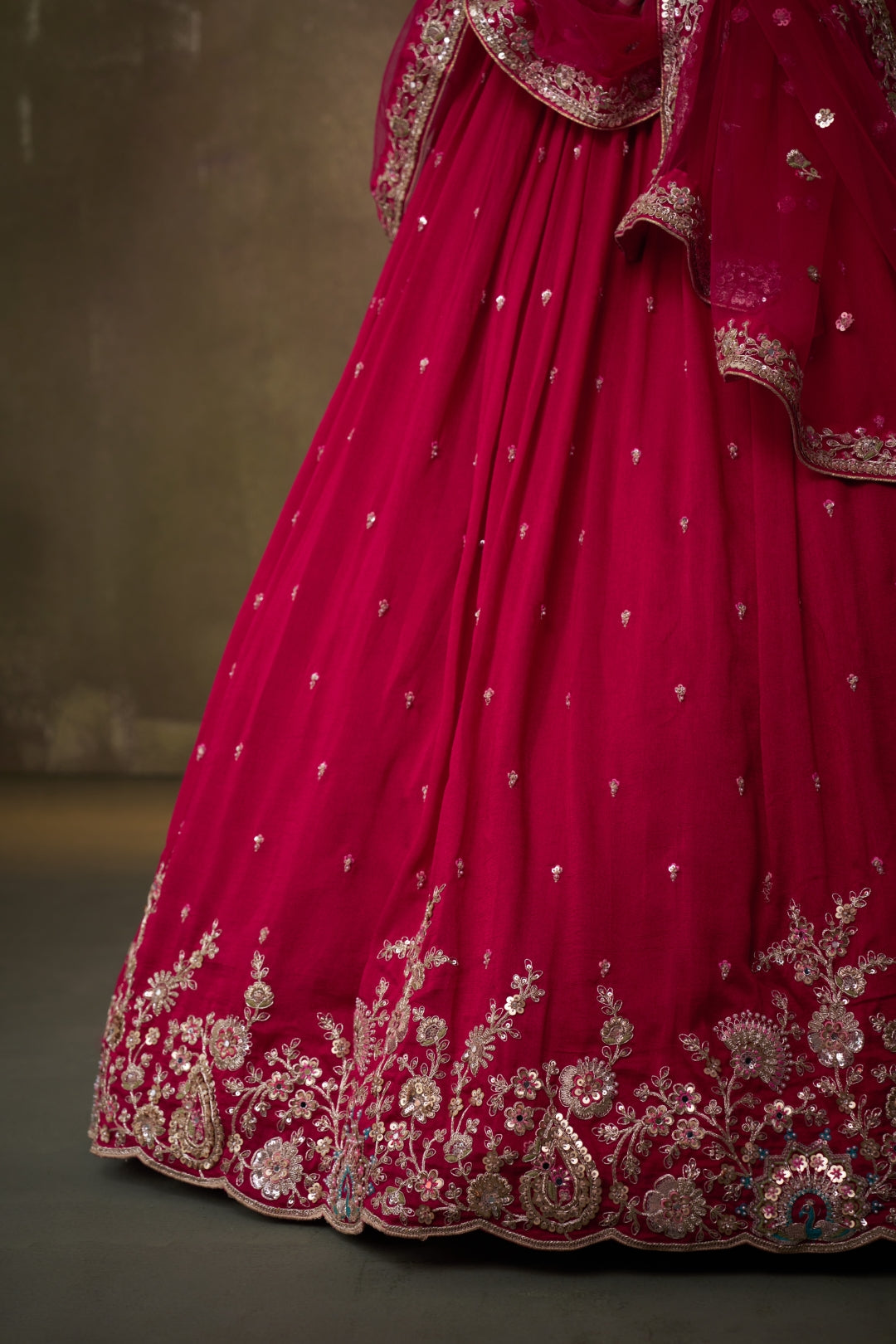 Georgette Sequins Thread & Embroidered Semi-Stitched Lehenga & Unstitched Blouse With Dupatta Clothsvilla
