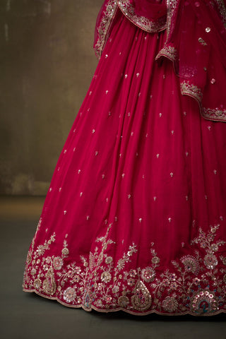 Georgette Sequins Thread & Embroidered Semi-Stitched Lehenga & Unstitched Blouse With Dupatta Clothsvilla