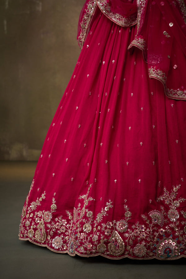 Georgette Sequins Thread & Embroidered Semi-Stitched Lehenga & Unstitched Blouse With Dupatta Clothsvilla