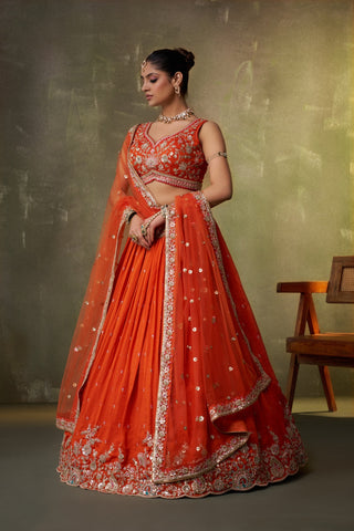 Georgette Sequins Thread & Embroidered Semi-Stitched Lehenga & Unstitched Blouse With Dupatta Clothsvilla