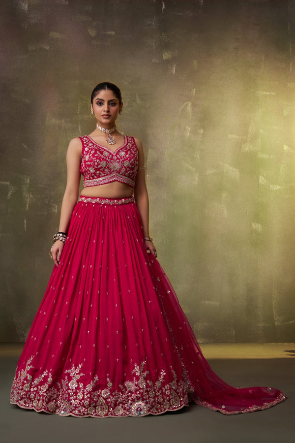 Georgette Sequins Thread & Embroidered Semi-Stitched Lehenga & Unstitched Blouse With Dupatta Clothsvilla