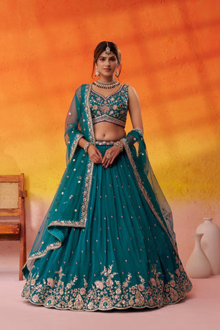 Georgette Sequins Thread & Embroidered Semi-Stitched Lehenga & Unstitched Blouse With Dupatta Clothsvilla