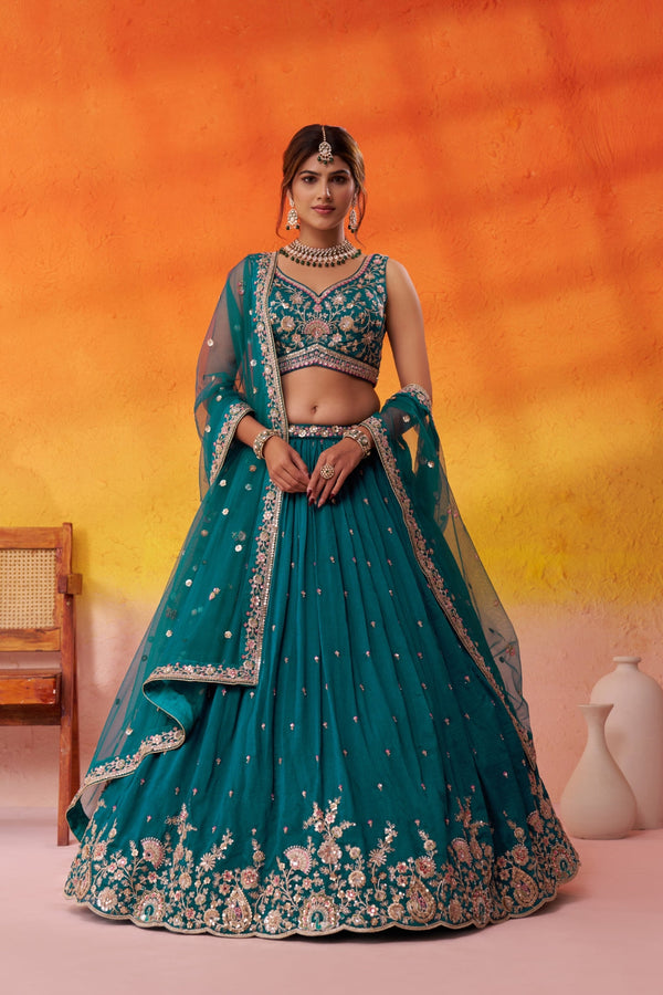 Georgette Sequins Thread & Embroidered Semi-Stitched Lehenga & Unstitched Blouse With Dupatta Clothsvilla