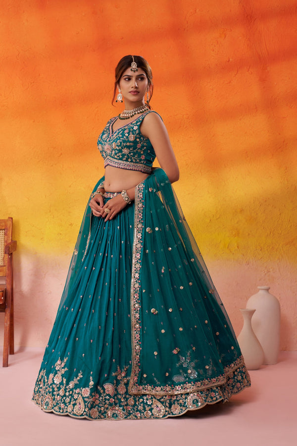 Georgette Sequins Thread & Embroidered Semi-Stitched Lehenga & Unstitched Blouse With Dupatta Clothsvilla