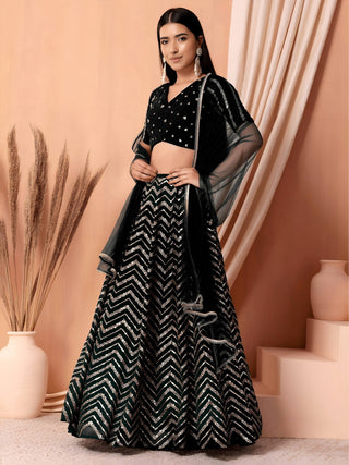 Georgette Zari Sequins Embroidered Lehenga Choli with Net Dupatta Clothsvilla