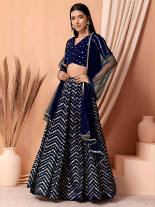 Georgette Zari Sequins Embroidered Lehenga Choli with Net Dupatta Clothsvilla