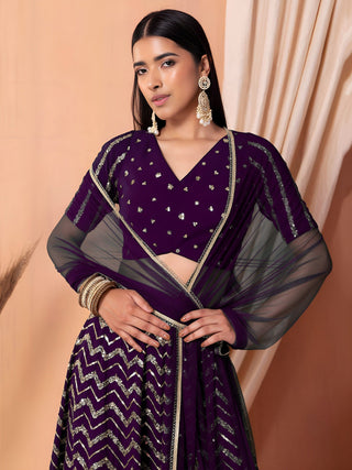 Georgette Zari Sequins Embroidered Lehenga Choli with Net Dupatta Clothsvilla