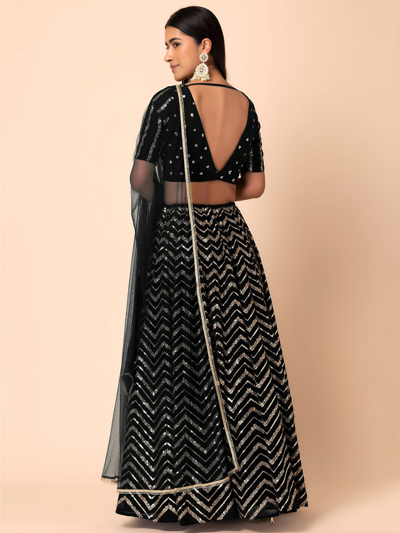 Georgette Zari Sequins Embroidered Lehenga Choli with Net Dupatta Clothsvilla
