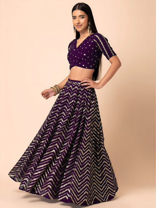 Georgette Zari Sequins Embroidered Lehenga Choli with Net Dupatta Clothsvilla