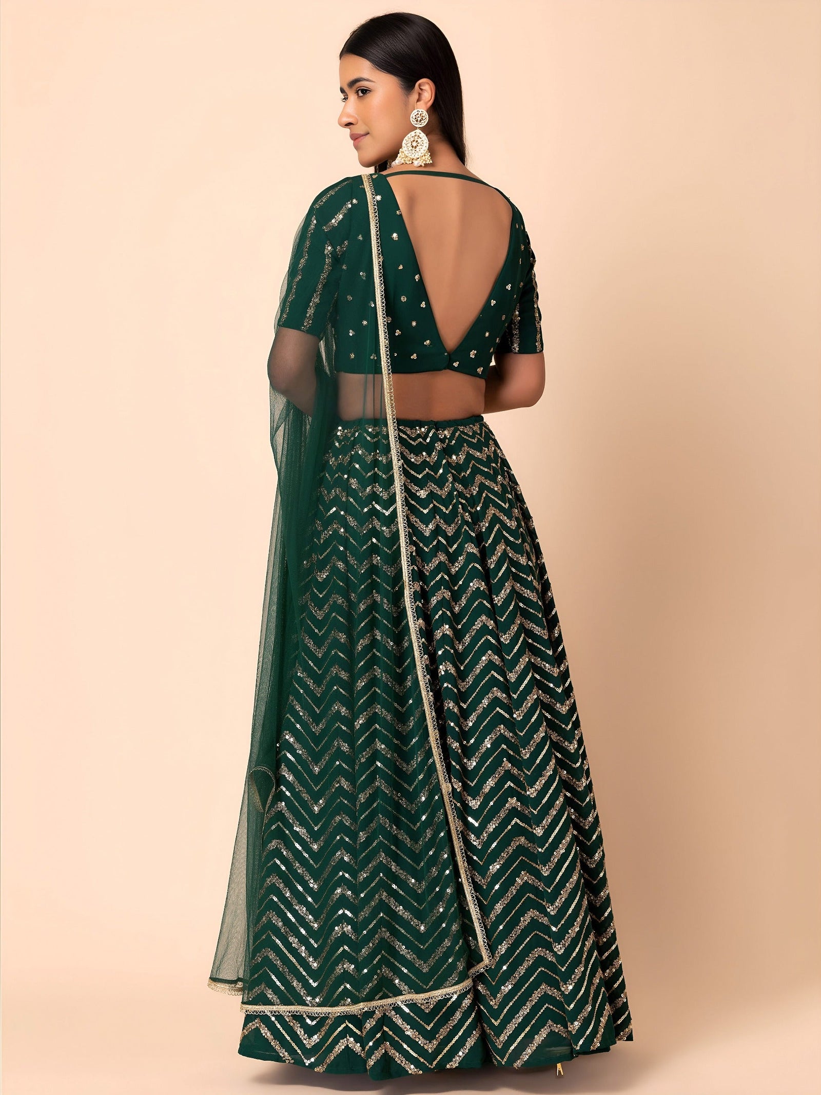 Georgette Zari Sequins Embroidered Lehenga Choli with Net Dupatta Clothsvilla