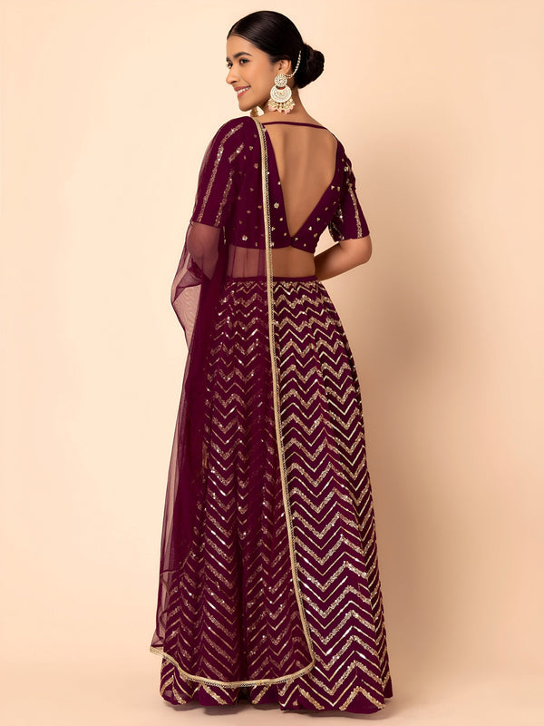 Georgette Zari Sequins Embroidered Lehenga Choli with Net Dupatta Clothsvilla