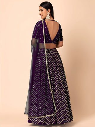 Georgette Zari Sequins Embroidered Lehenga Choli with Net Dupatta Clothsvilla